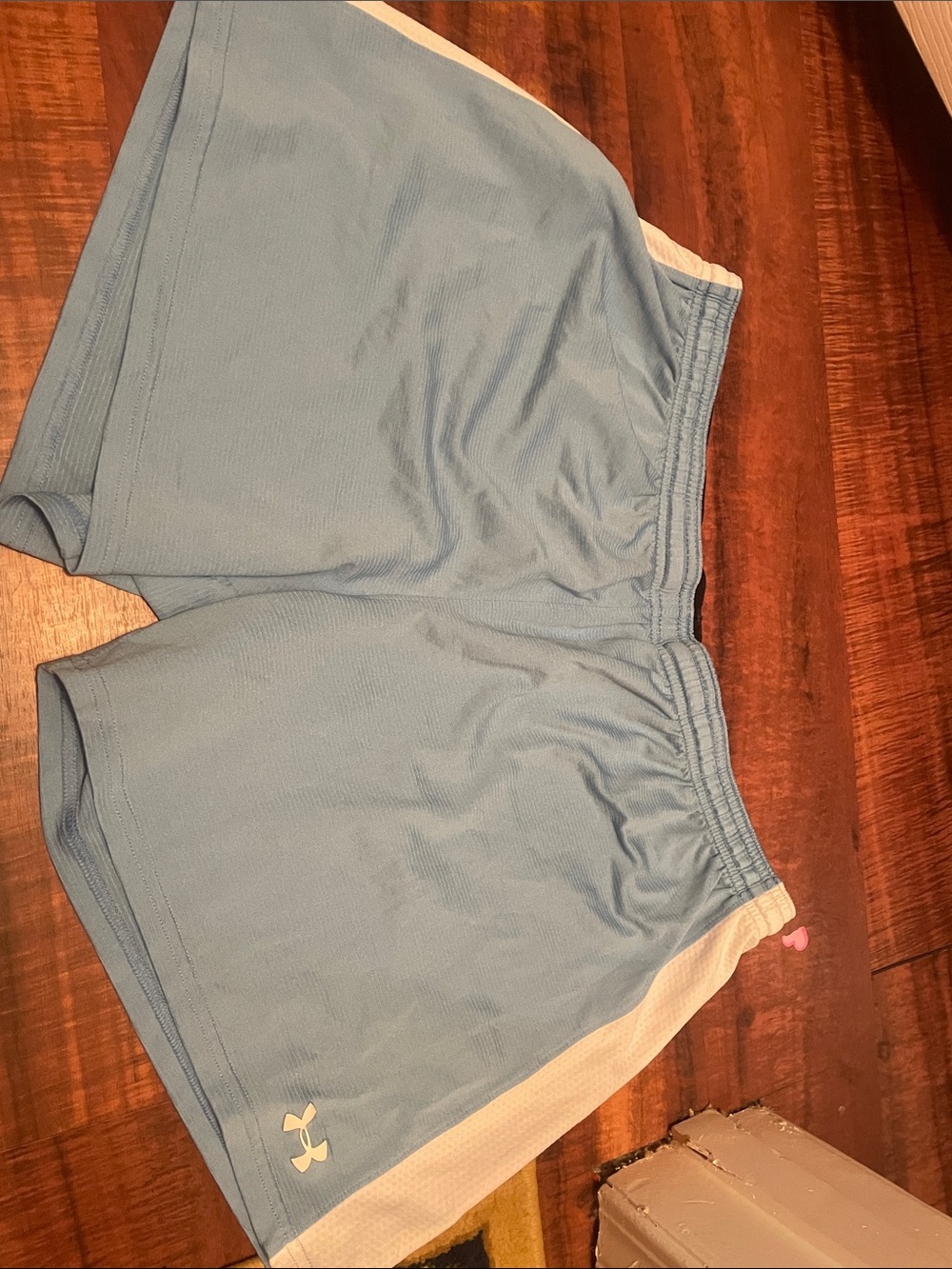 Under Armour Sky Blue Women's Athletic Shorts with White Trim